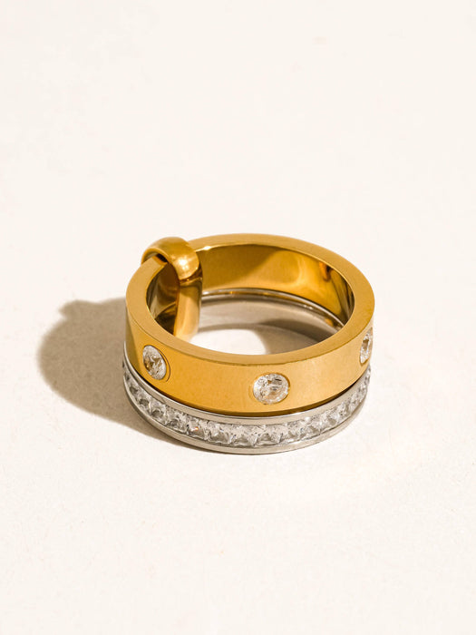 Crystal Two Tone Band Ring