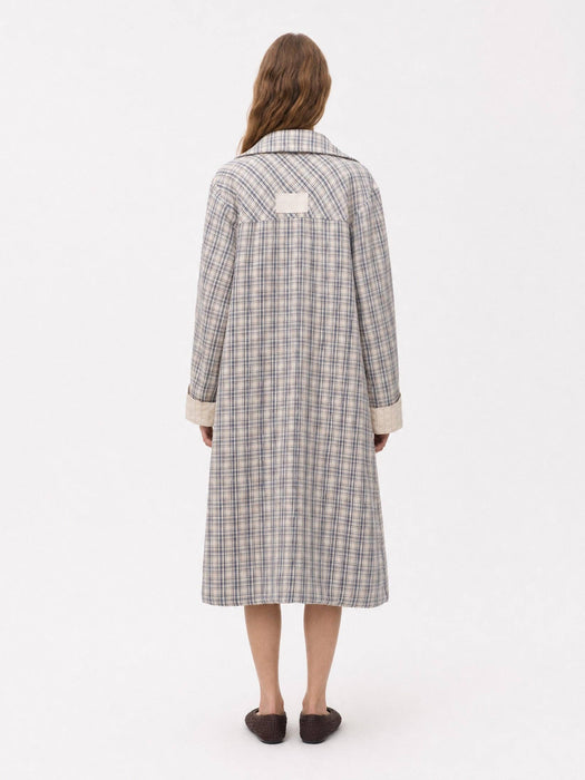 Bleu Check Trench Coat