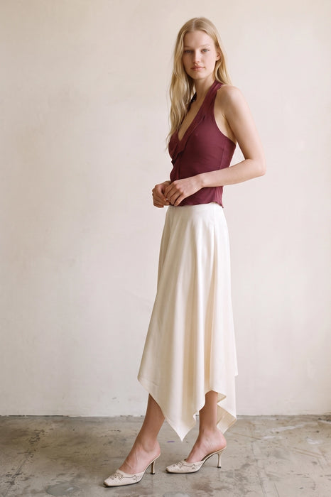 Satin Handkerchief Midi Skirt