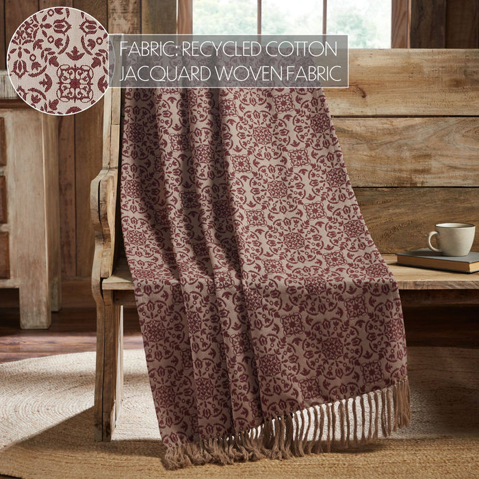 Burgundy Jacquard Woven Throw
