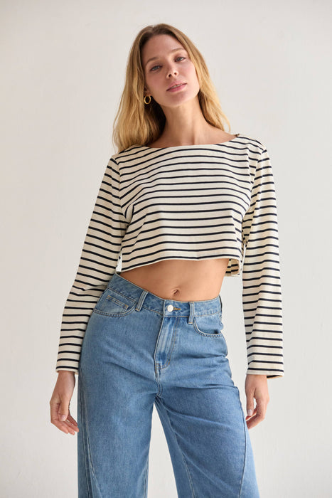 Boatneck Crop Knit Top