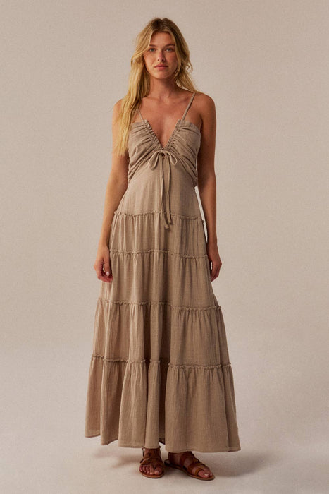 Kai Ruffle Halter Maxi Dress