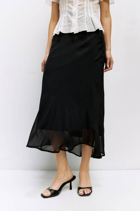 Sheer Crepe Midi Skirt