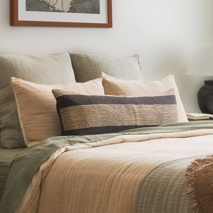 Embroidered Jute Lumbar Pillow