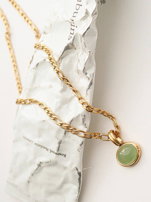 Sage Stone Pendant Chain Necklace