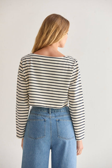 Boatneck Crop Knit Top