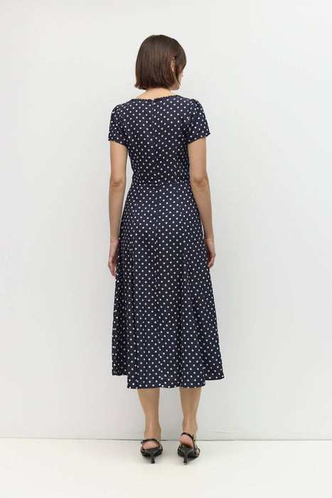 Pois Square Neck Midi Dress