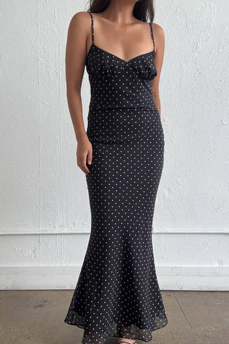 Noire Pois Maxi Dress