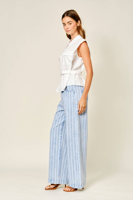 Striped Straight Leg Jeans