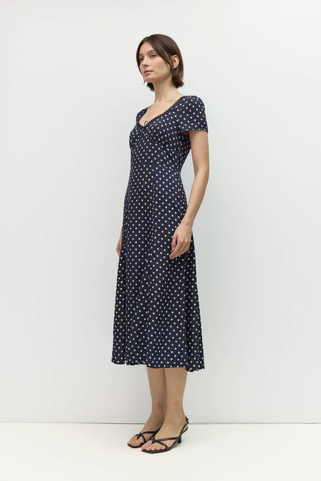 Pois Square Neck Midi Dress