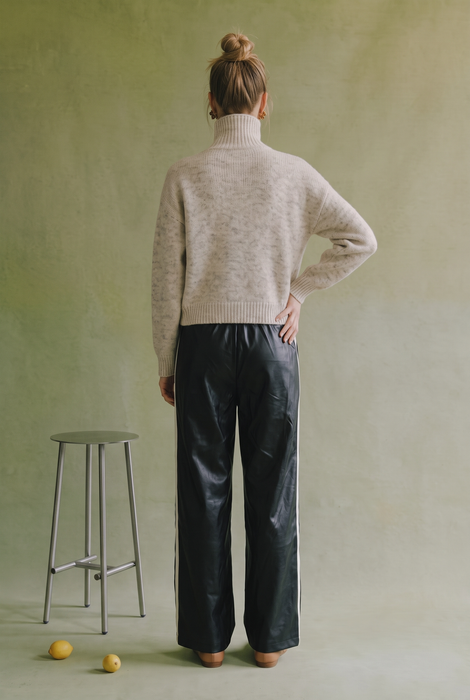 Oatmeal High Neck Knit Cardigan