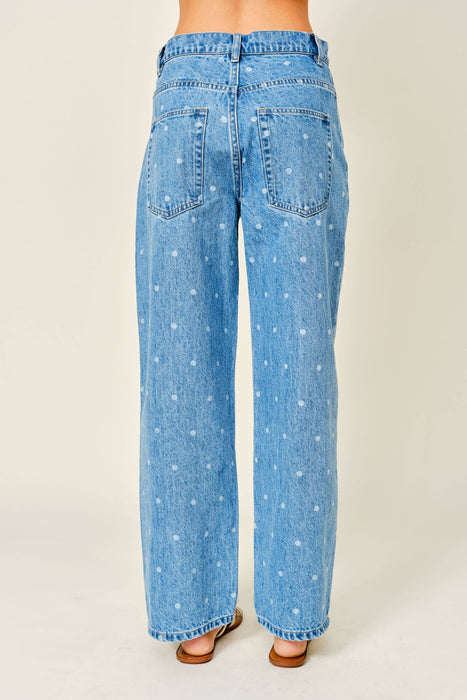 Polka Dot Straight Leg Jeans