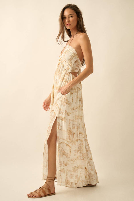 Positano Toile Tie-Back Maxi Dress