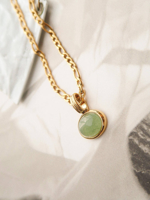 Sage Stone Pendant Chain Necklace