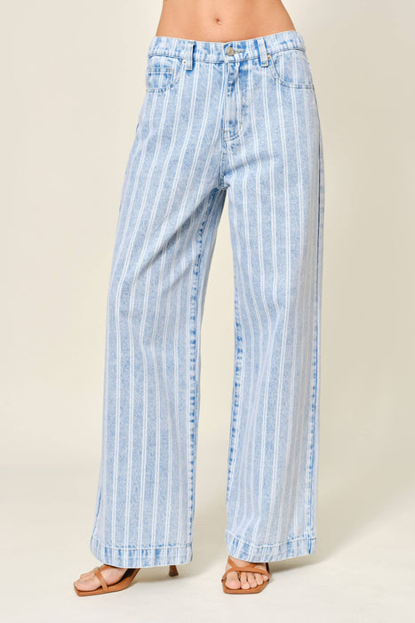 Striped Straight Leg Jeans