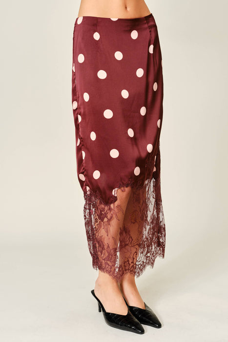 Pois et Dentelle Midi Skirt