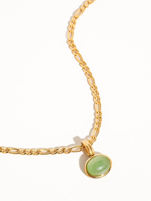 Sage Stone Pendant Chain Necklace