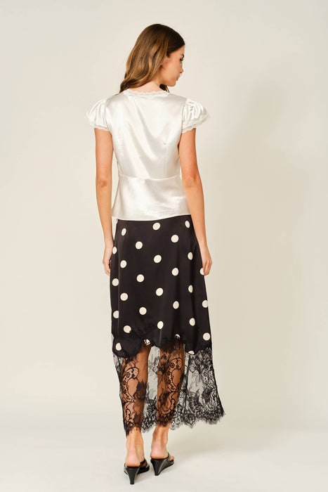 Pois et Dentelle Midi Skirt