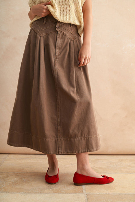 Pleated Denim Skirt
