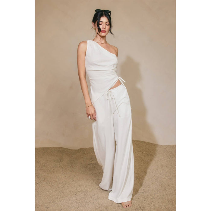 Manon Linen One Shoulder Top