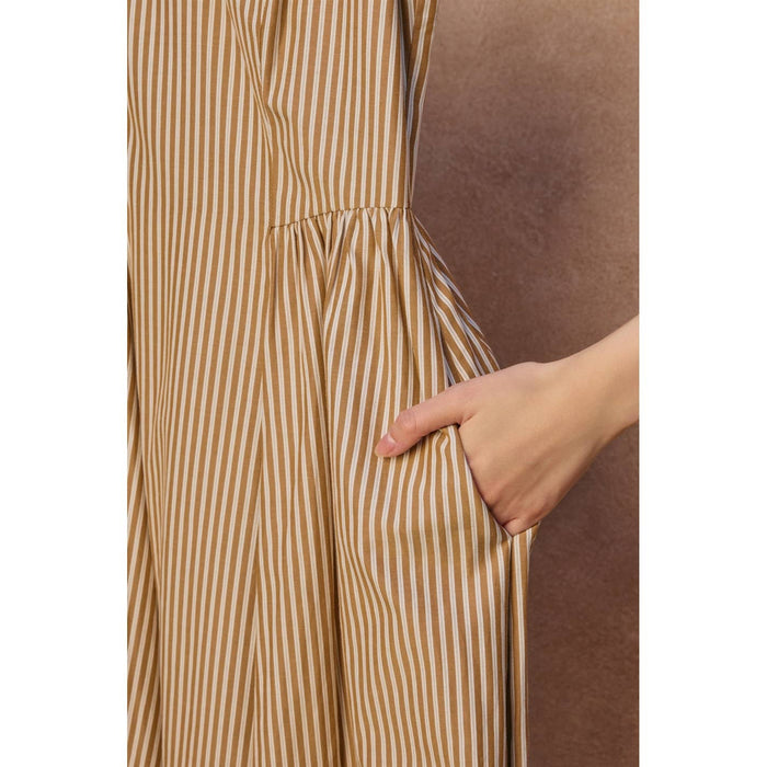 Le Stripe Gathered Midi Dress