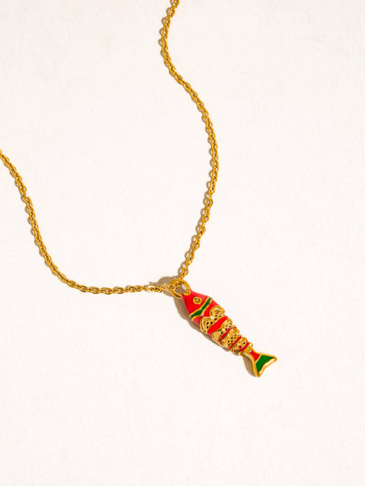 Enamel Fish Pendant Necklace