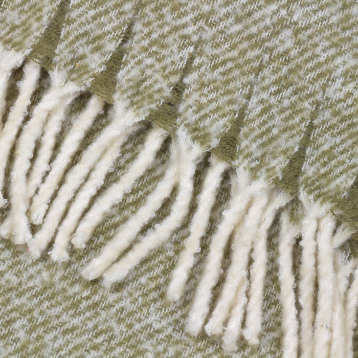 Isla Woven Tasselled Throw Green