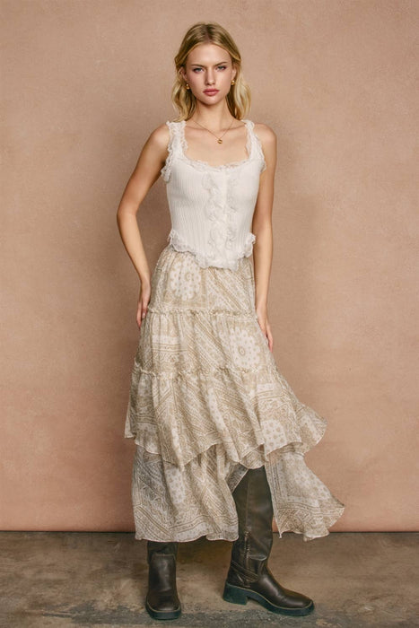 Paisley Tiered Maxi Skirt