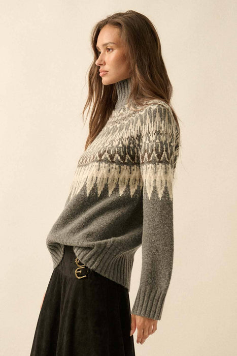 Faire Isle Knit Mock-Neck Sweater