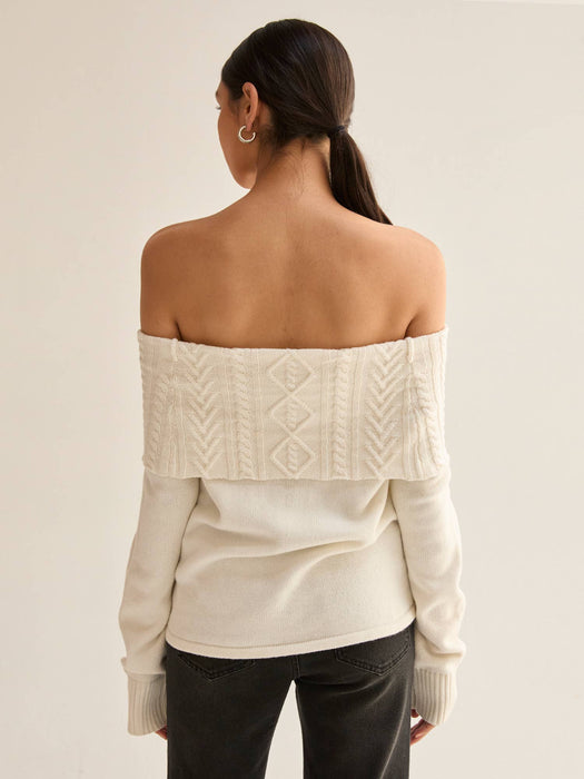 Off Shoulder Cable Knit Top
