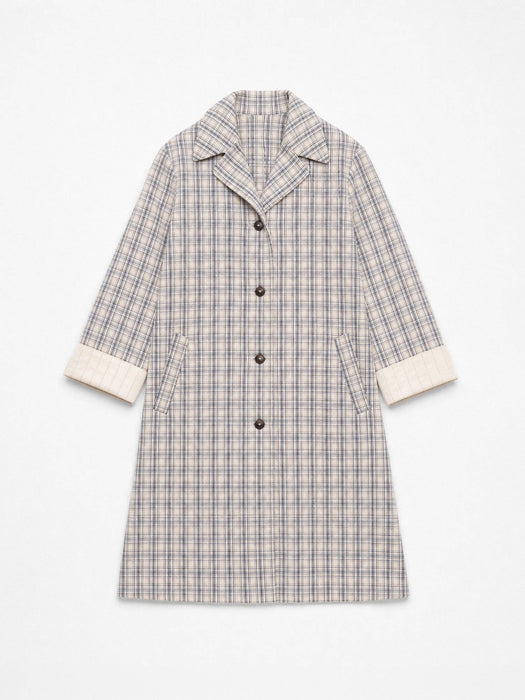 Bleu Check Trench Coat