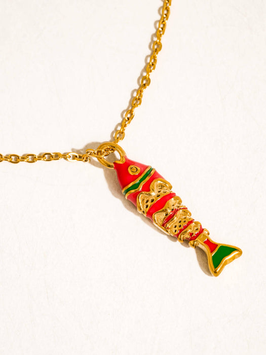 Enamel Fish Pendant Necklace