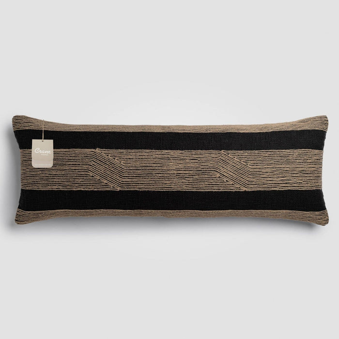 Embroidered Jute Lumbar Pillow