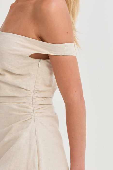 Oatmeal Off Shoulder Dress