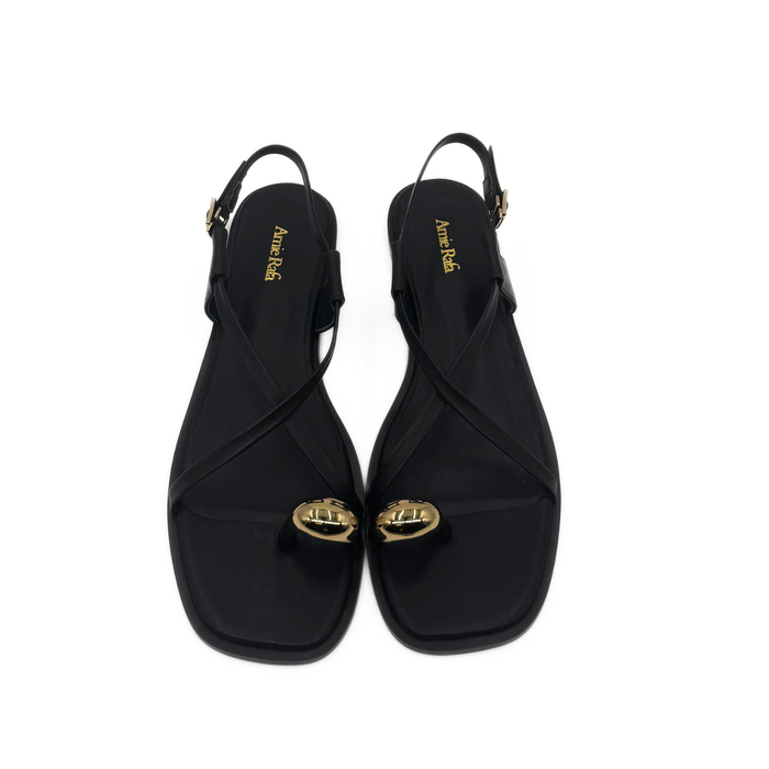 Laney Strappy Black Gold Detail Sandals