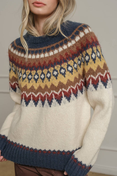 Fair Isle Pattern Knit Sweater