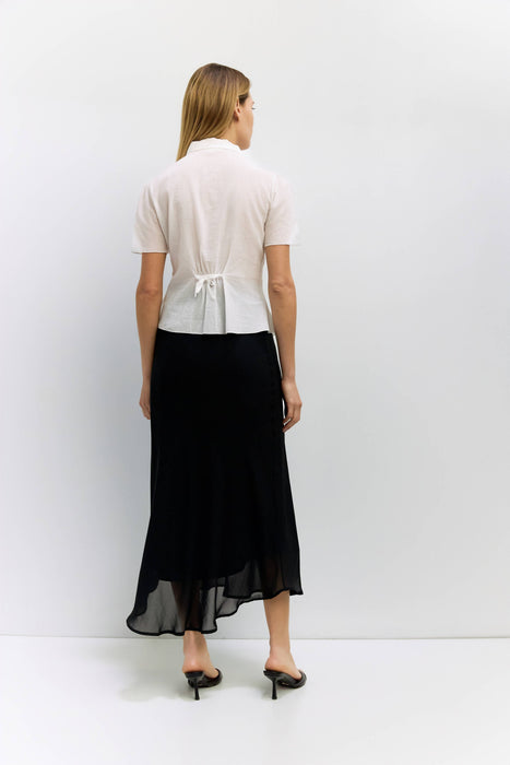 Sheer Crepe Midi Skirt