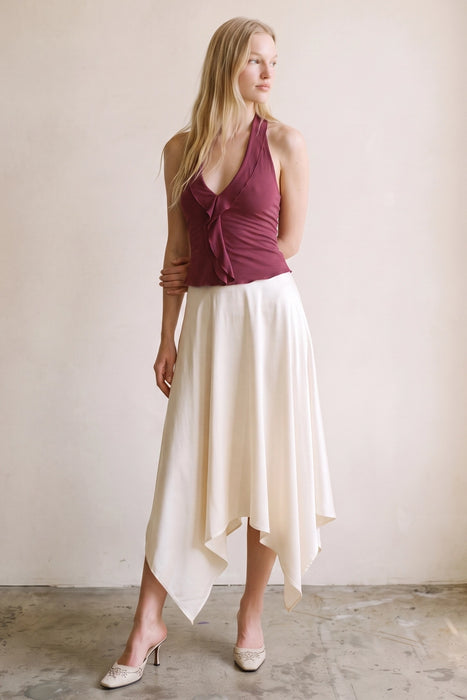 Satin Handkerchief Midi Skirt