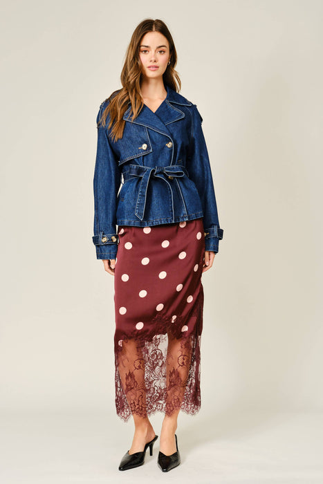 Pois et Dentelle Midi Skirt