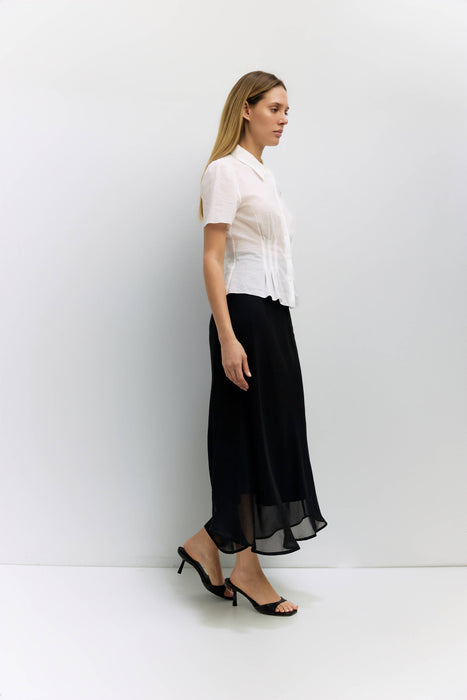 Sheer Crepe Midi Skirt