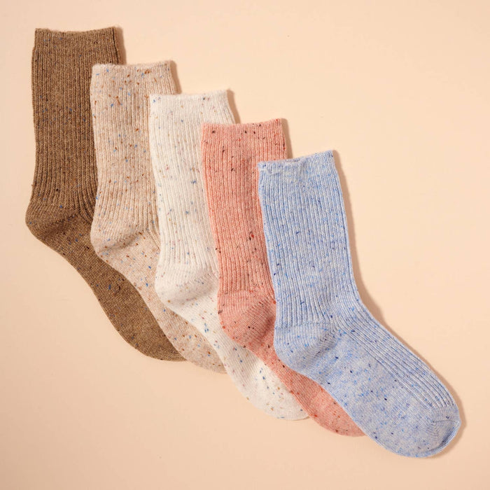 Speckled Ribbed Crew Socks