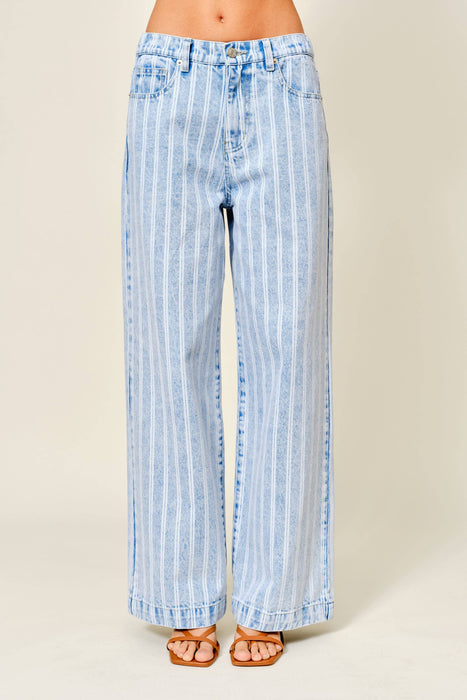 Striped Straight Leg Jeans