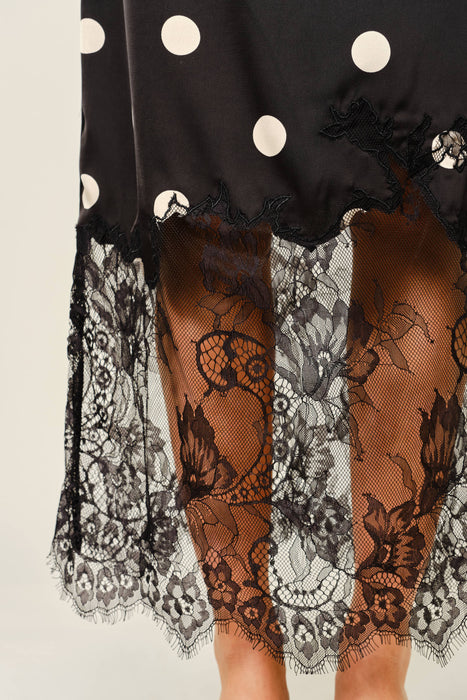 Pois et Dentelle Midi Skirt
