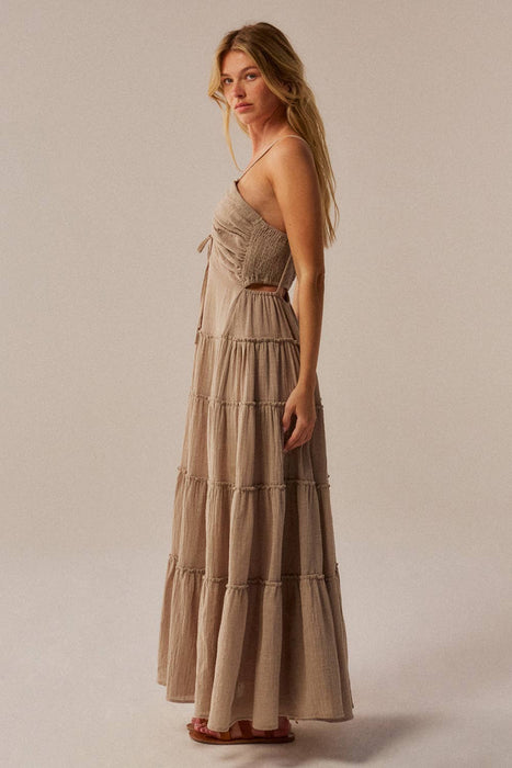 Kai Ruffle Halter Maxi Dress