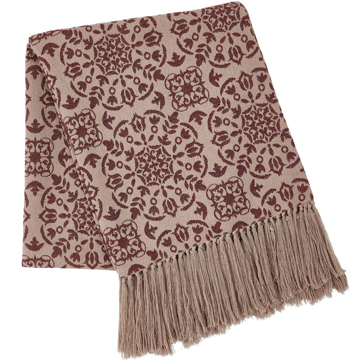 Burgundy Jacquard Woven Throw
