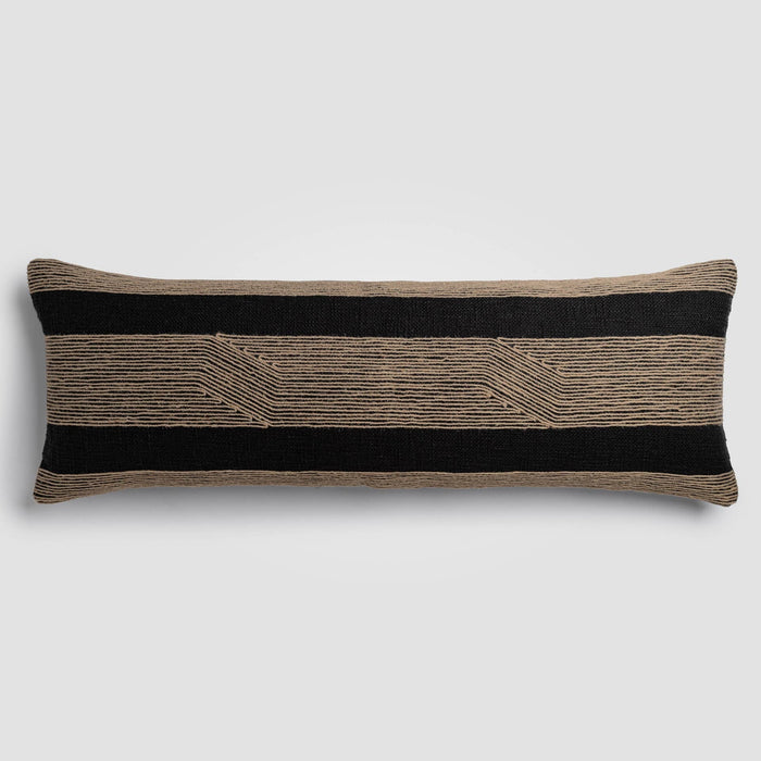 Embroidered Jute Lumbar Pillow