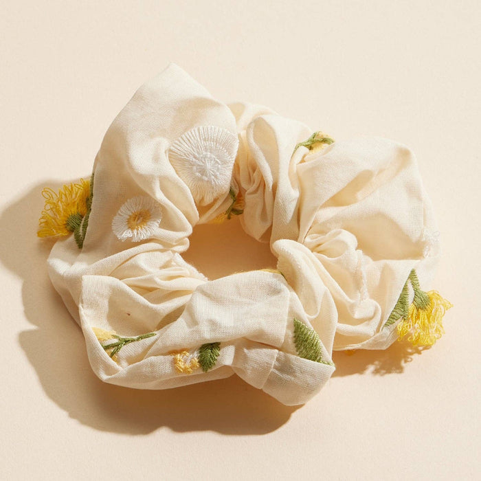 Embroidered Floral Scrunchie