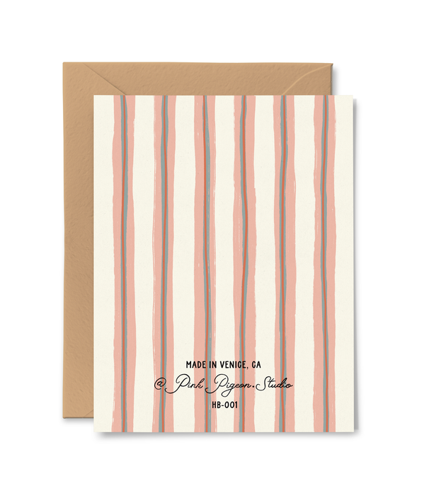 Happy Birthday Pink Stripe Card