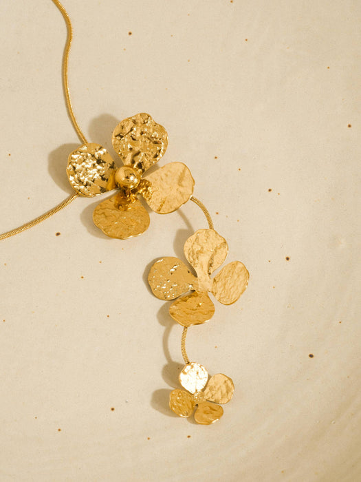 Gold Floral Drop Necklace