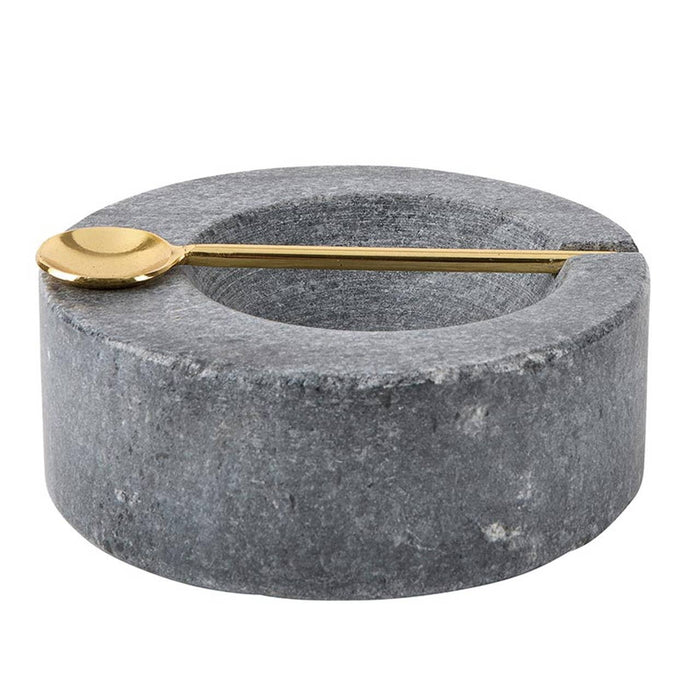 White Marble Pinch Pot with Spoon